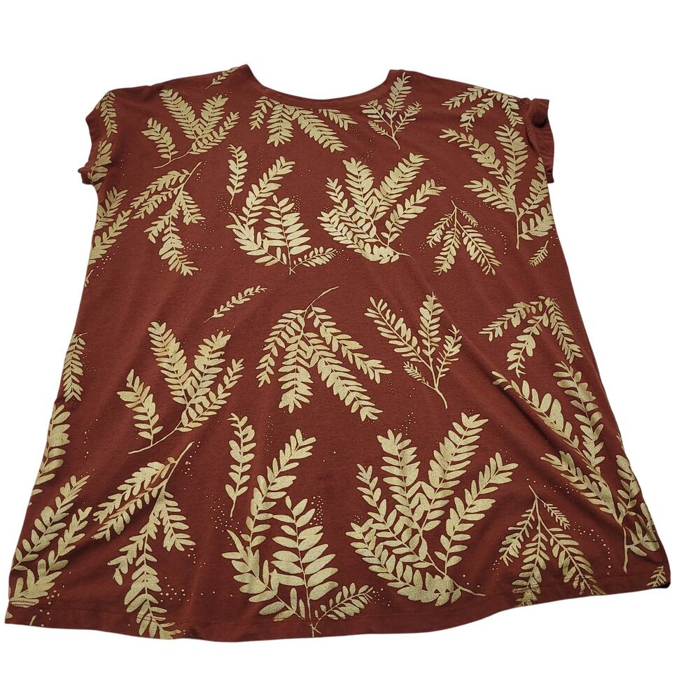 Simka Sol oversized tunic top Big Tee cotton modal gold fern botanical M/L